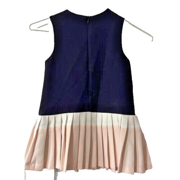 Blink Blank Preppy Toddler Dress Pleated Skirt Navy Sleeveless Size 3/4 - Picture 2 of 5
